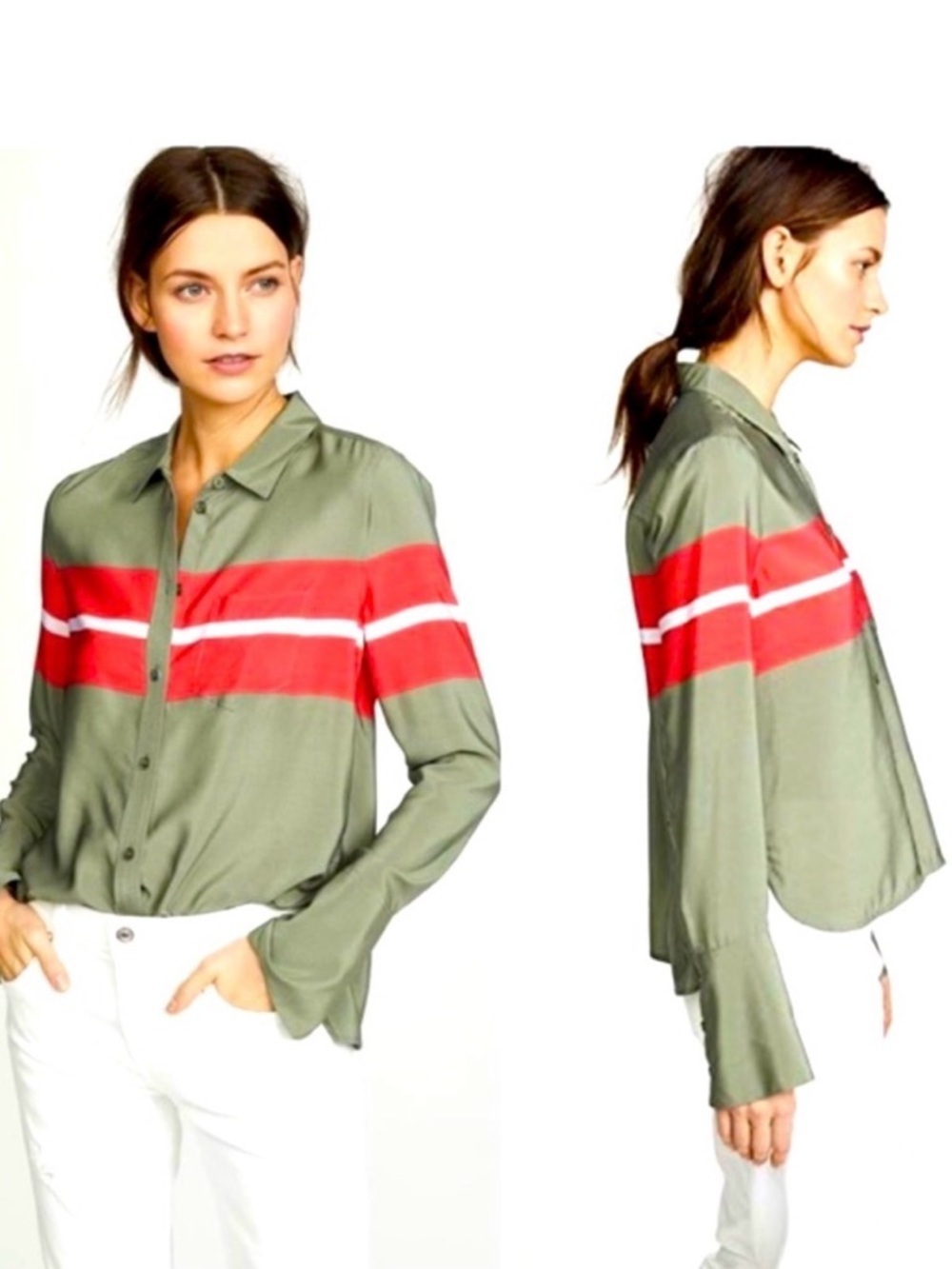 Equipment Huntley Button Down Silk Shirt M